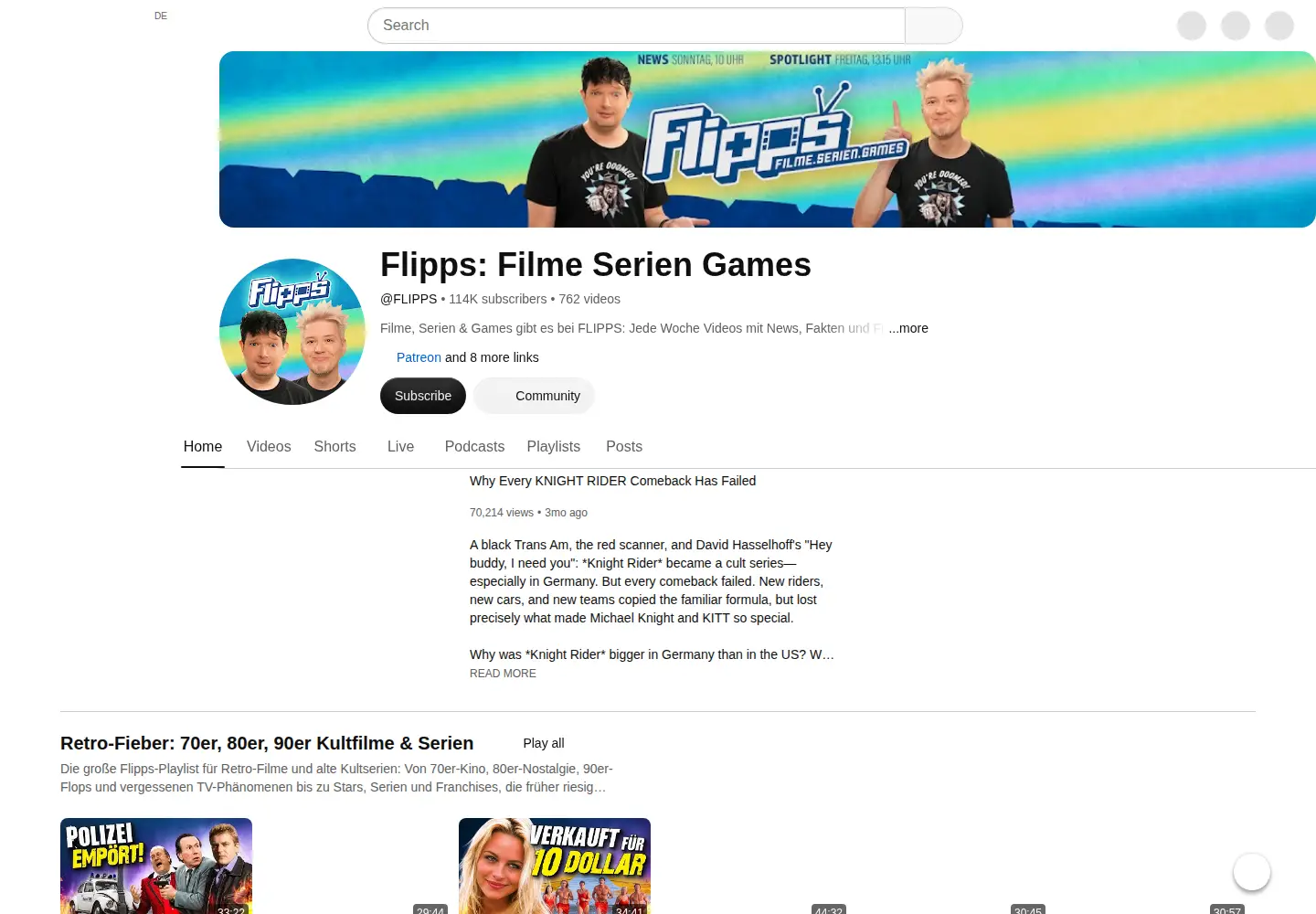 Captured homepage of fuenf-filmfreunde.de in the current scan