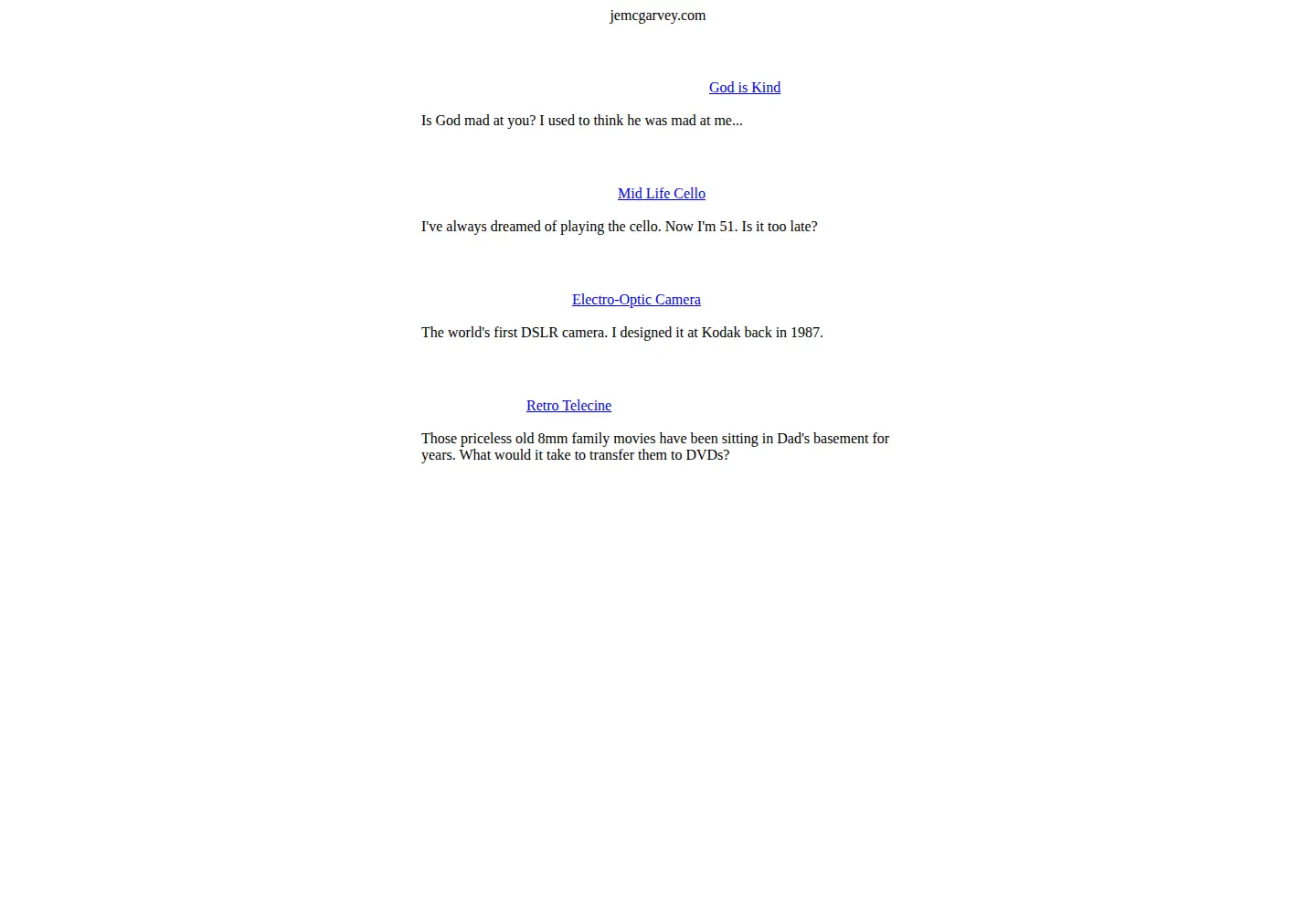 Captured homepage of jemcgarvey.com in the current scan