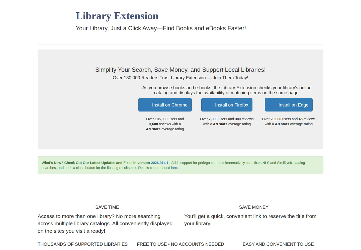 Captured homepage of libraryextension.com in the current scan