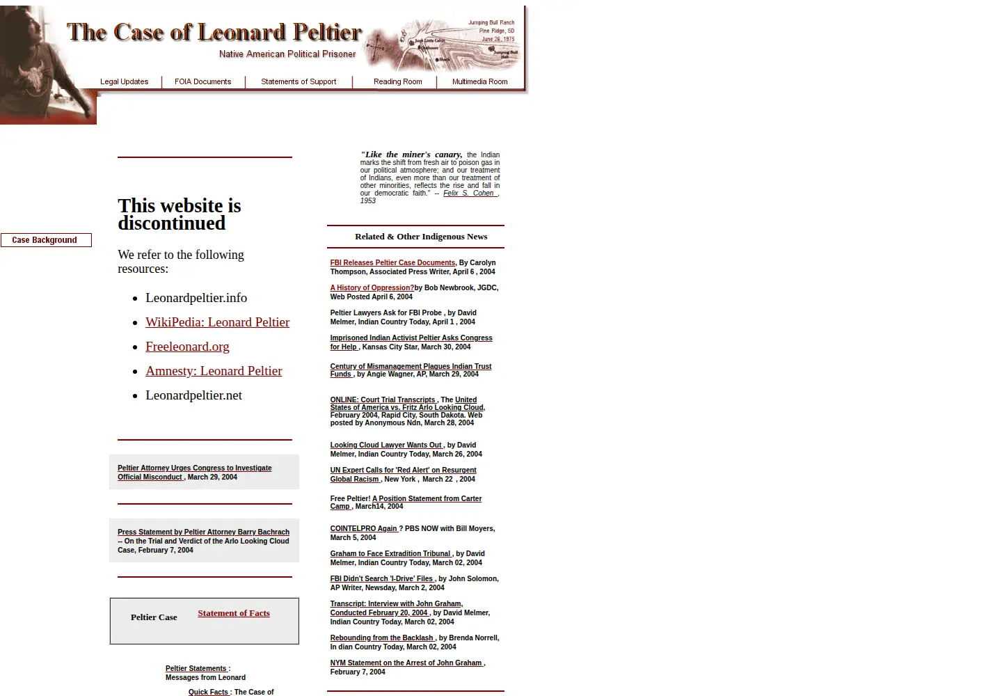 Captured homepage of freepeltier.org in the current scan