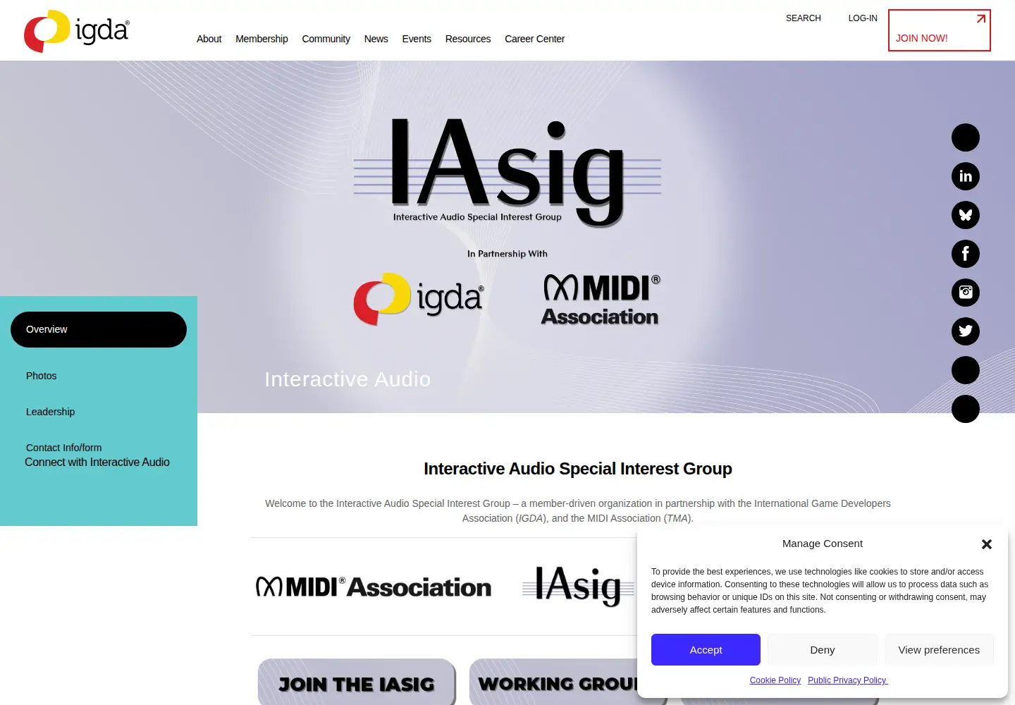 Screenshot of iasig.org