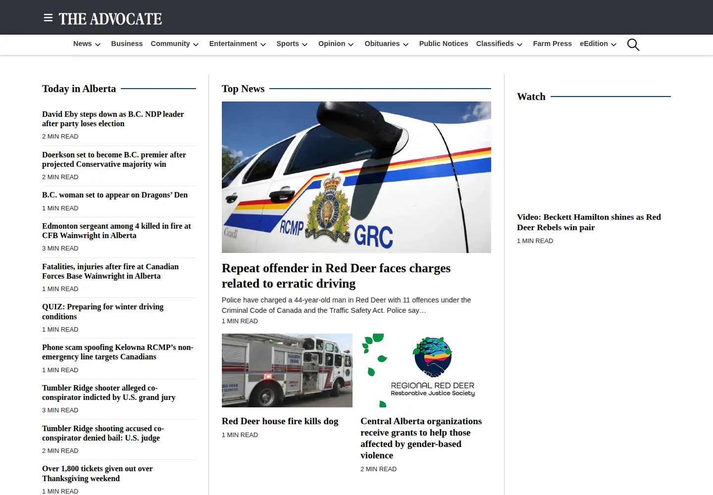 Screenshot of albertalocalnews.com