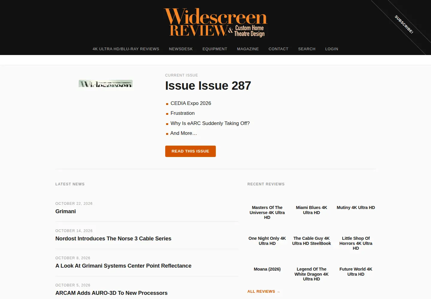 Captured homepage of widescreenreview.com in the current scan