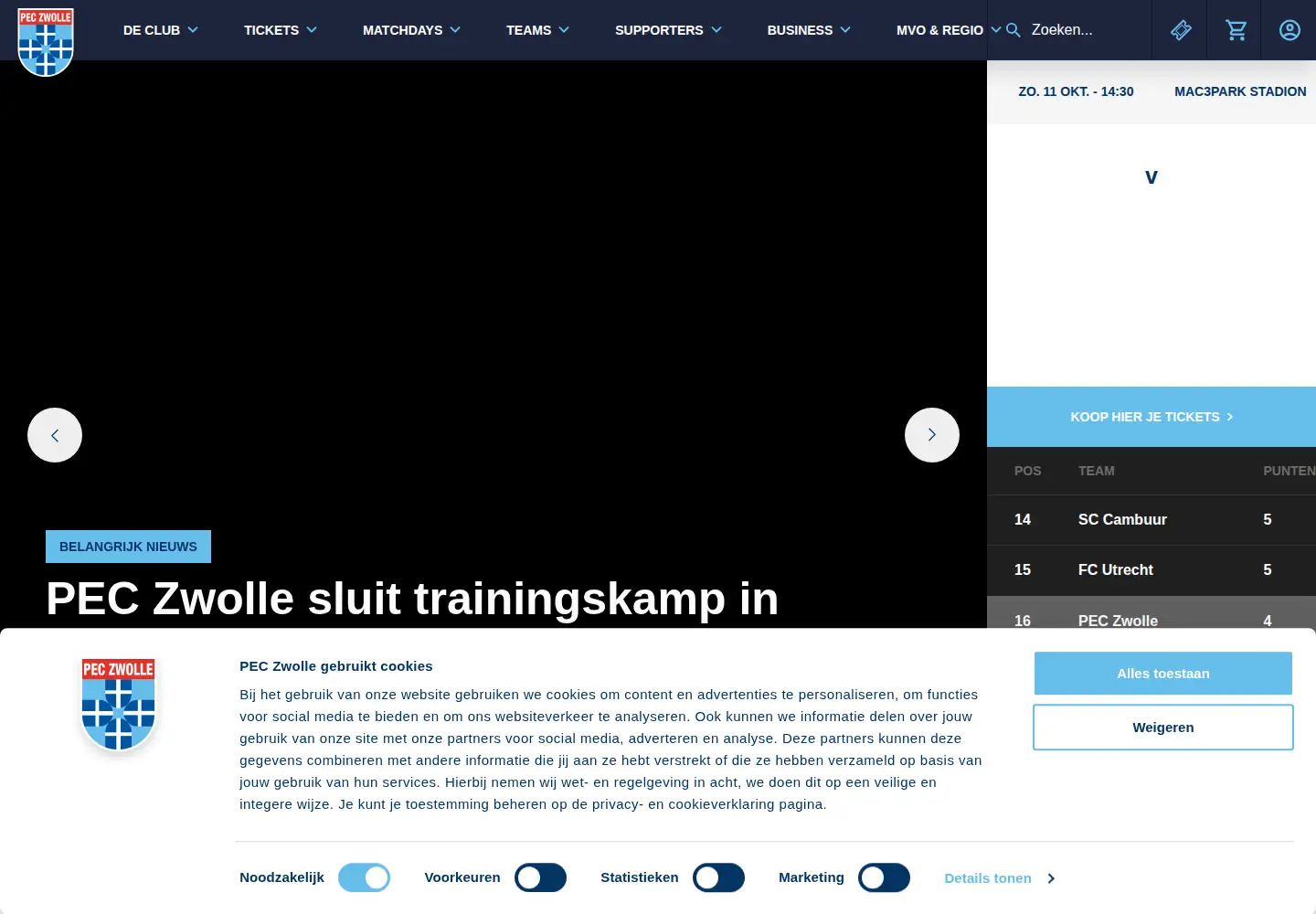 Screenshot of peczwolle.nl
