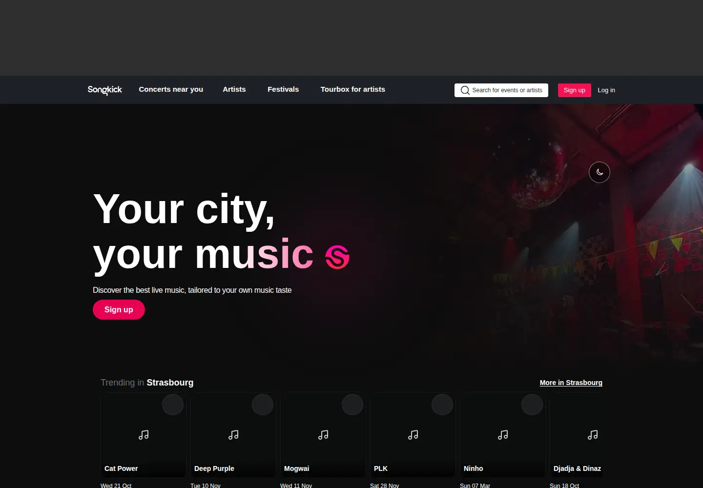 Screenshot of songkick.com