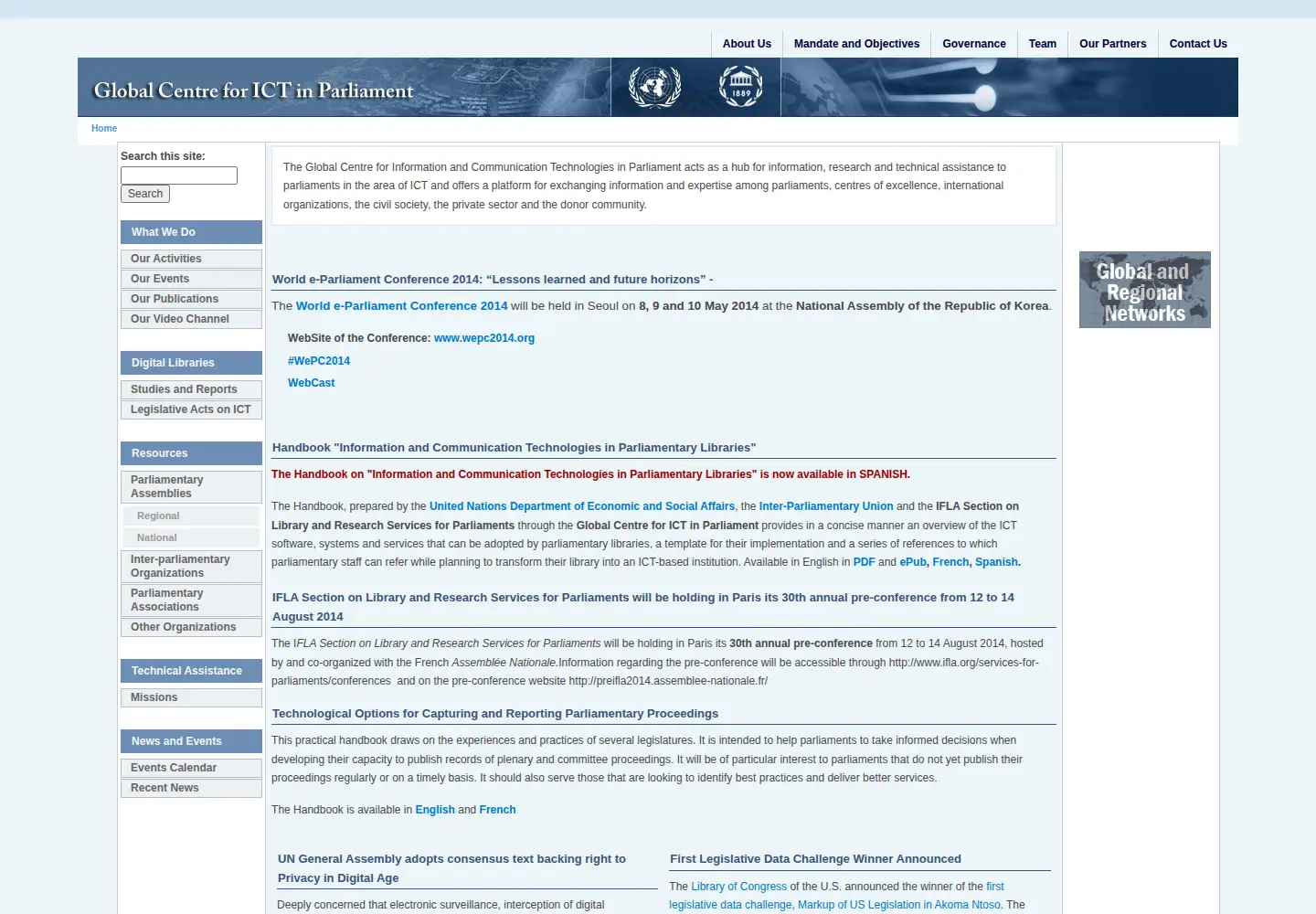 Screenshot of ictparliament.org
