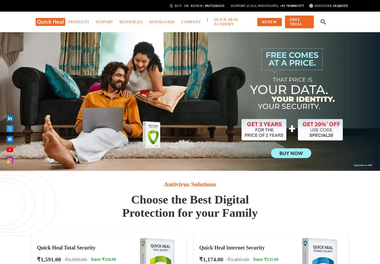 Screenshot of quickheal.co.in