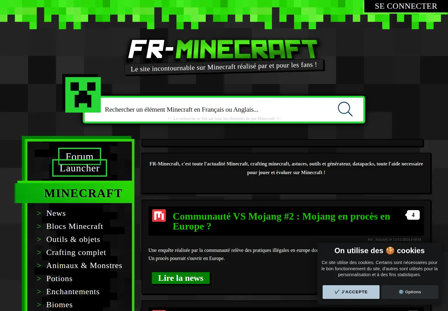 Screenshot of fr-minecraft.net