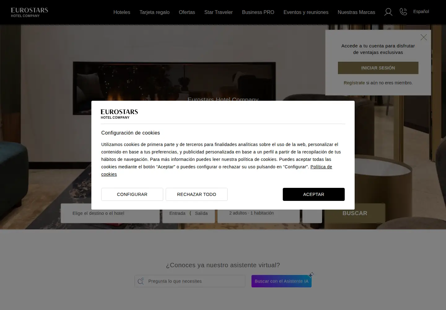 Screenshot of eurostarshotels.com