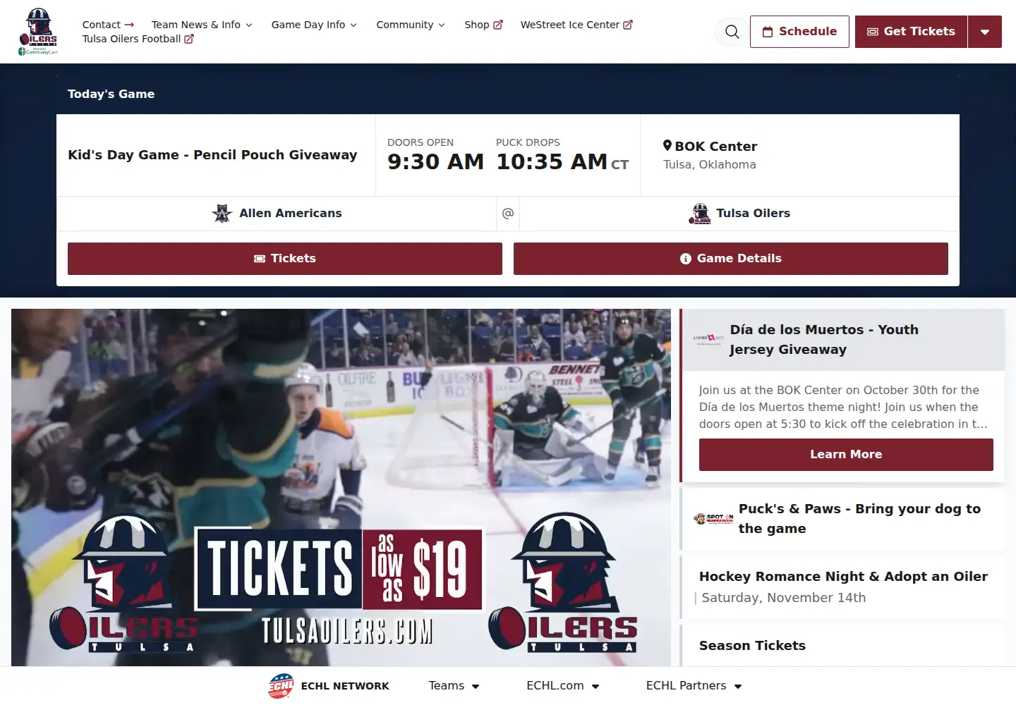 Screenshot of tulsaoilers.com