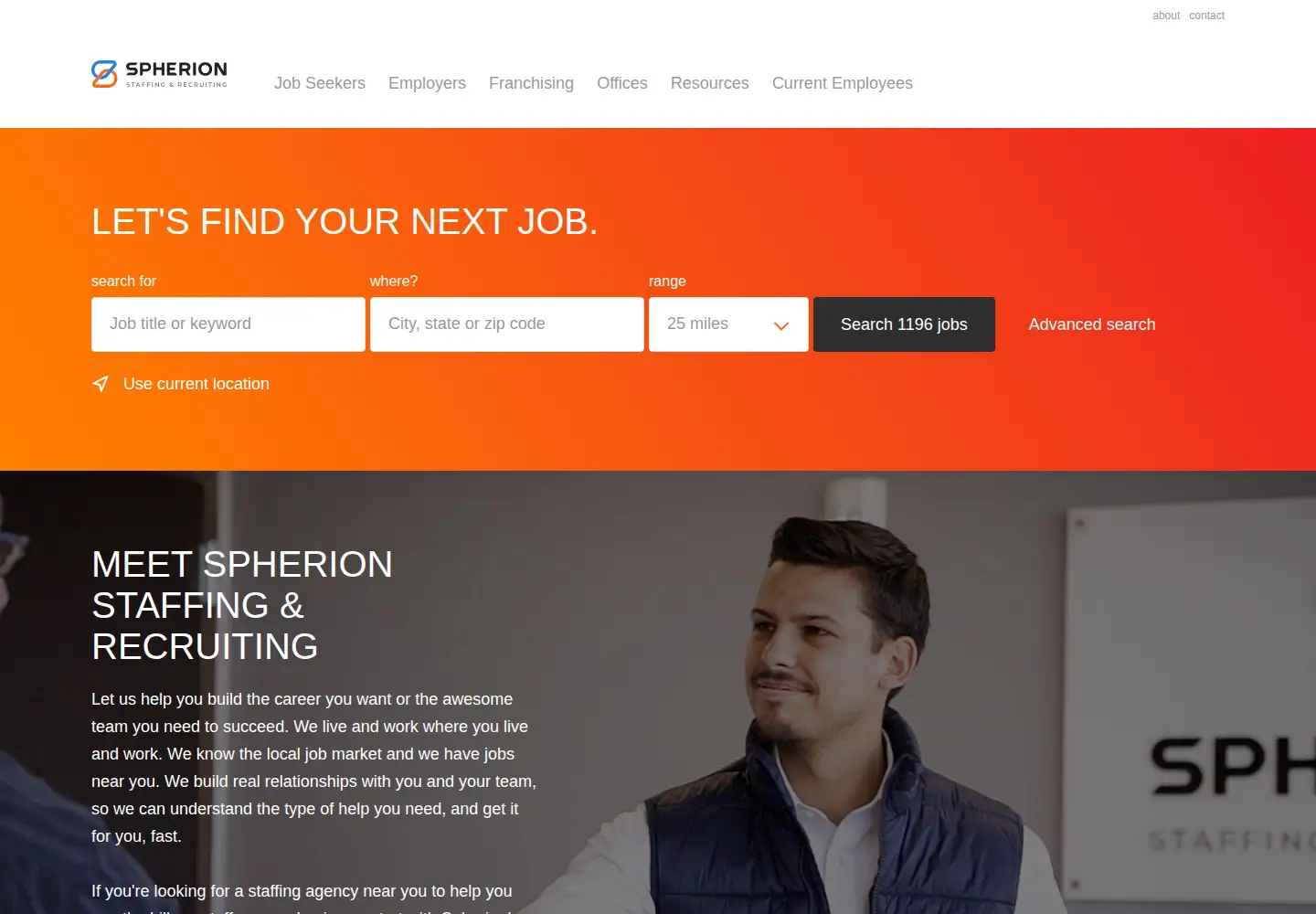 Screenshot of spherion.com
