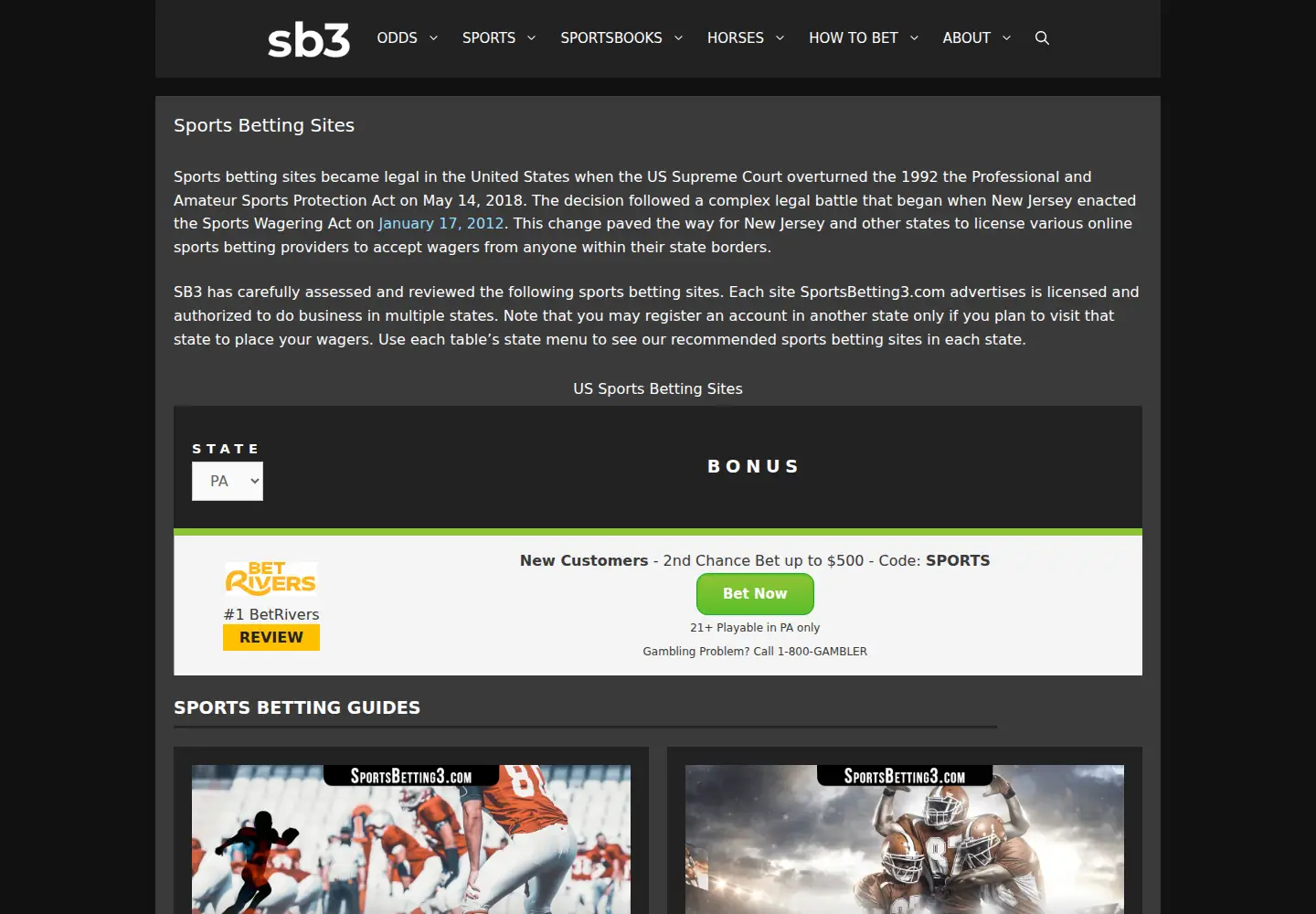 Screenshot of sportsbetting3.com