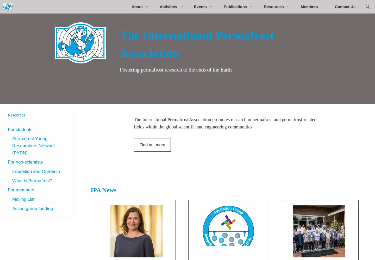 Screenshot of permafrost.org