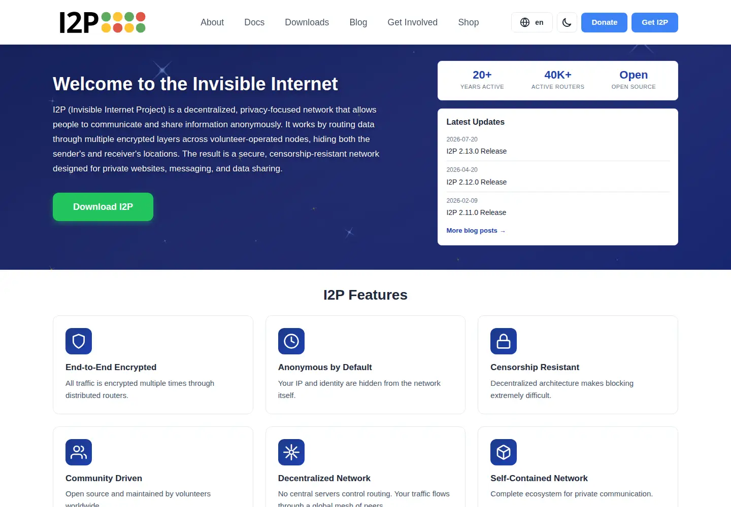Screenshot of i2p.net