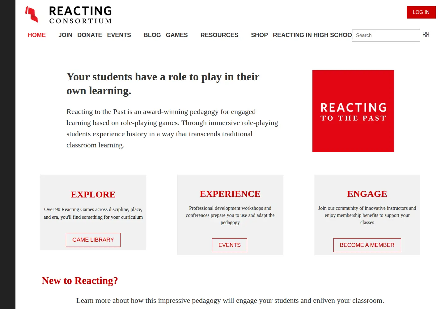 Screenshot of reactingconsortium.org
