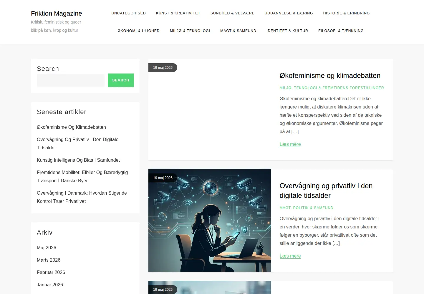 Captured homepage of friktionmagasin.dk in the current scan