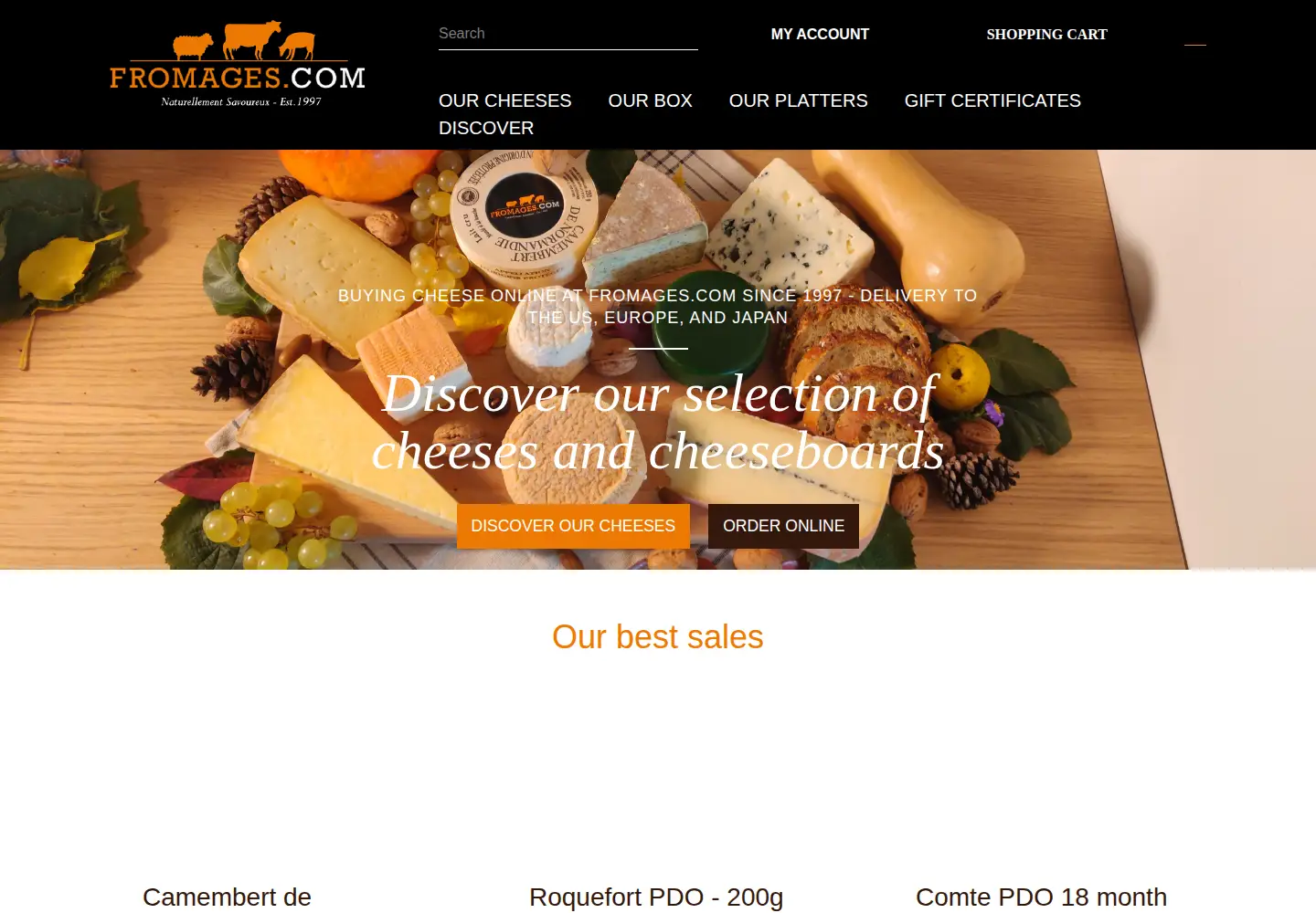 Screenshot of fromages.com