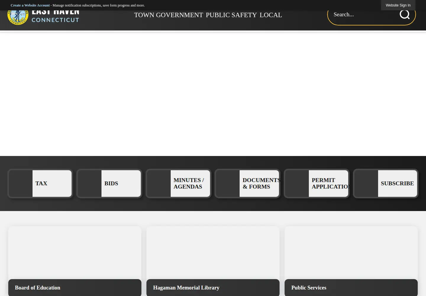 Captured homepage of townofeasthavenct.org in the current scan