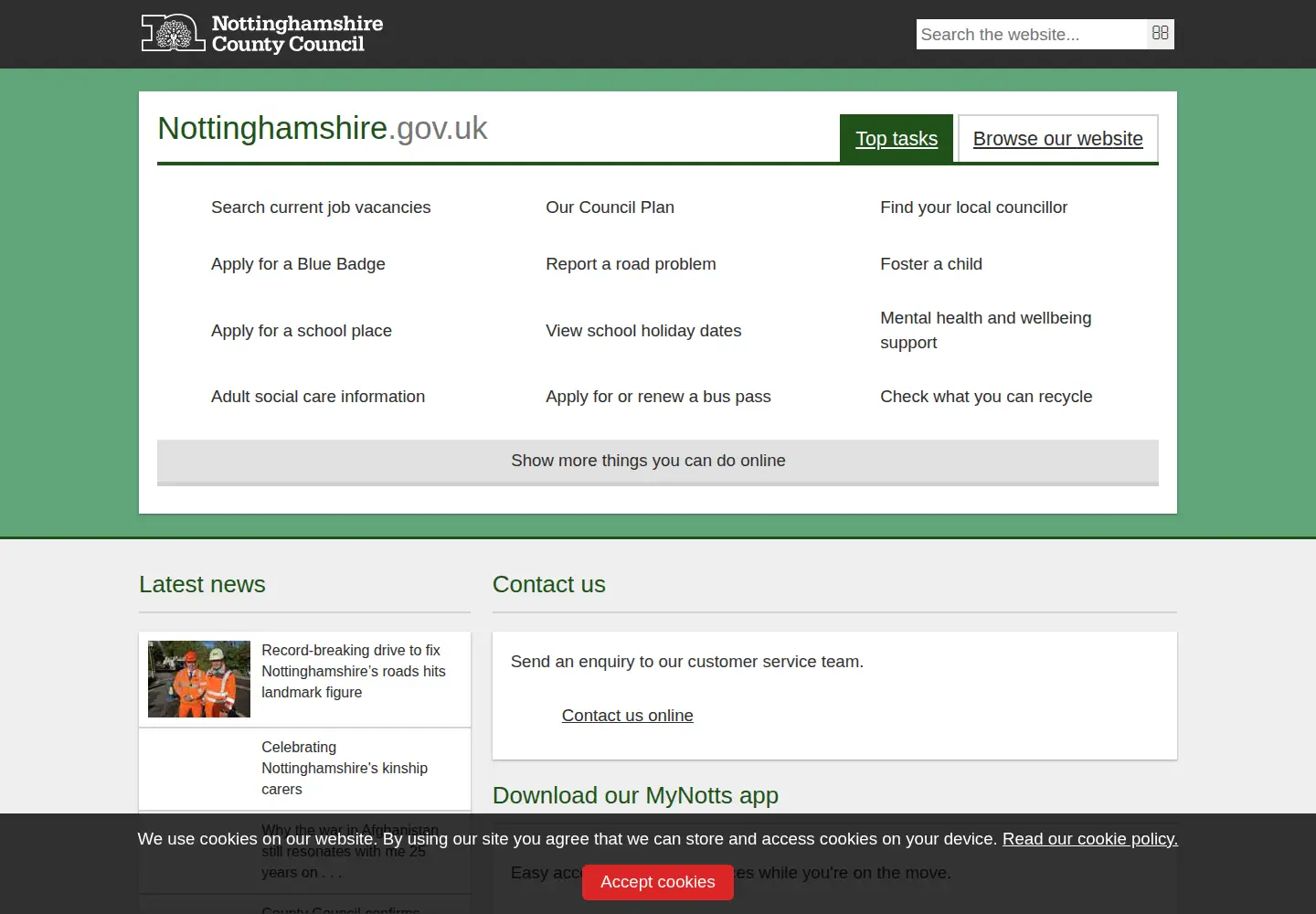 Screenshot of nottscc.gov.uk
