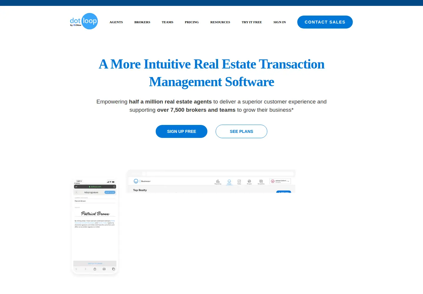 Screenshot of dotloop.com