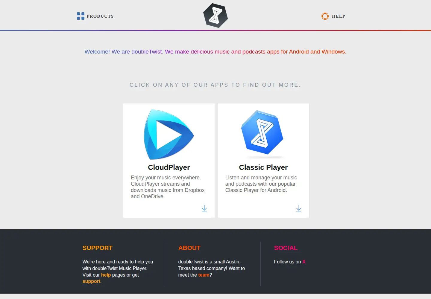 Captured homepage of doubletwist.com in the current scan