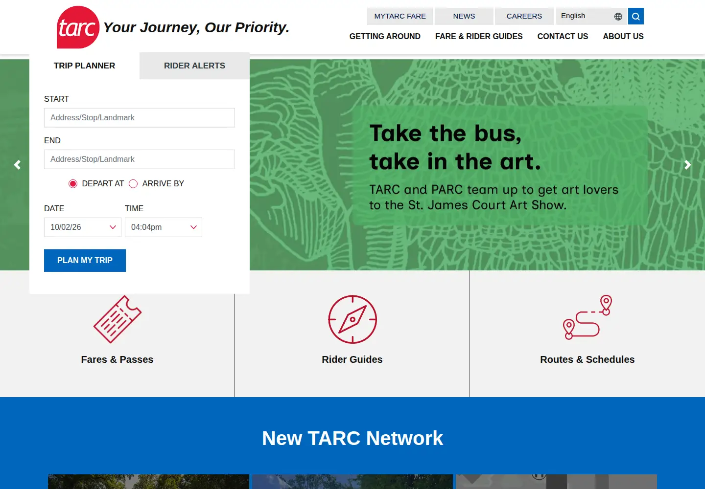 Screenshot of ridetarc.org