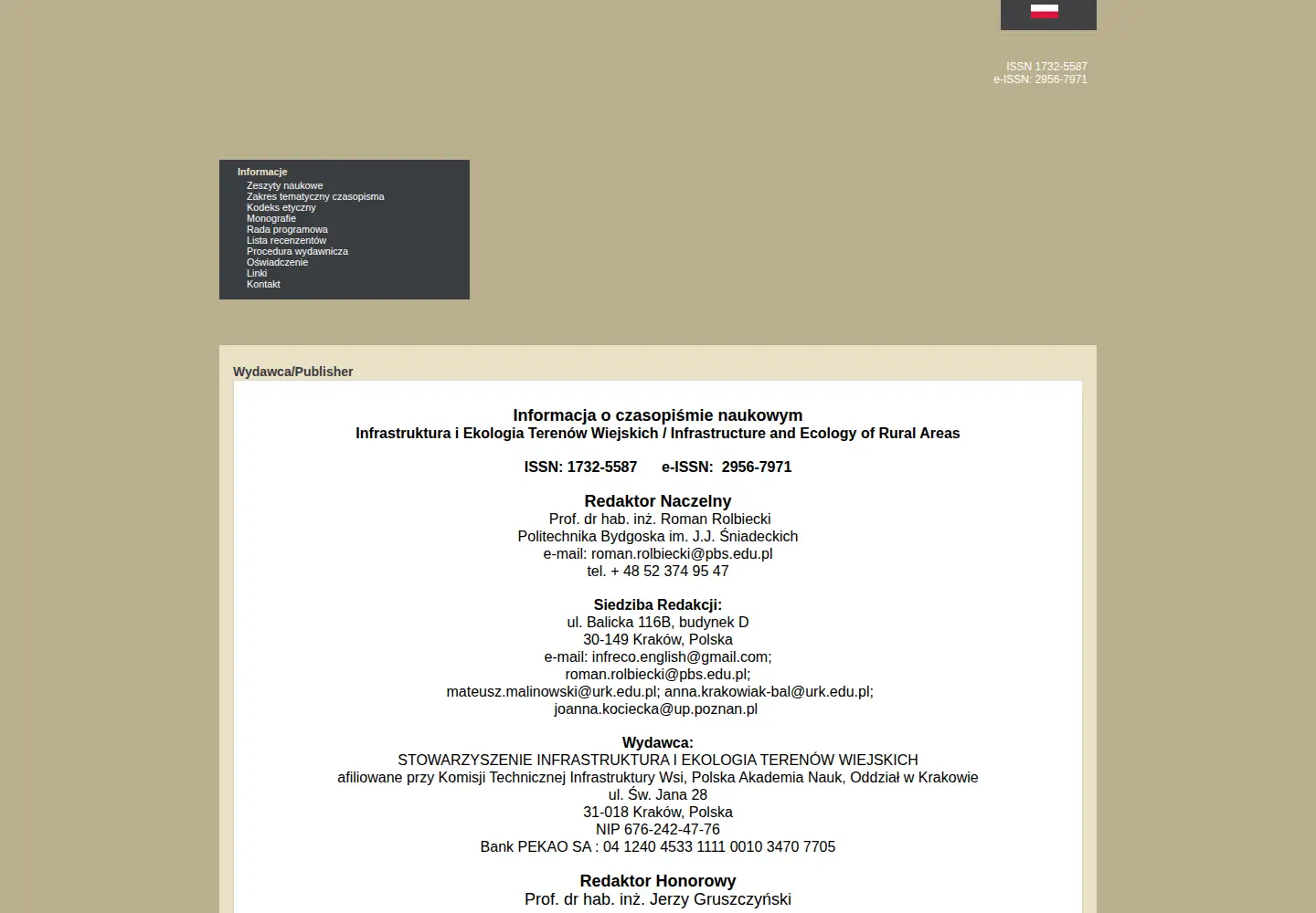 Captured homepage of infraeco.pl in the current scan