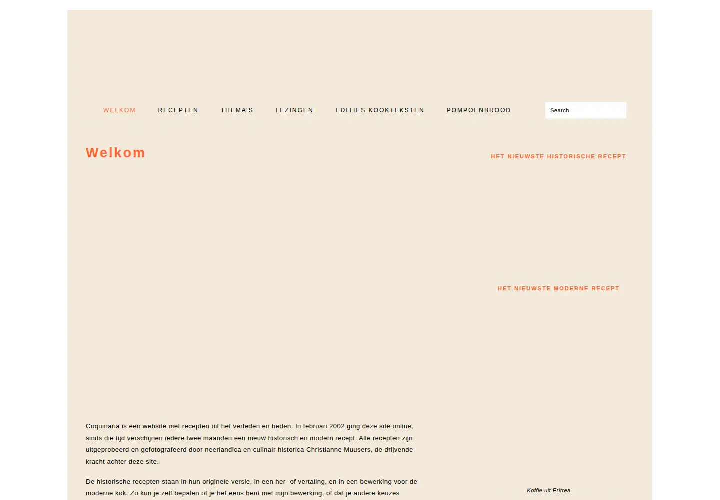 Captured homepage of coquinaria.nl in the current scan