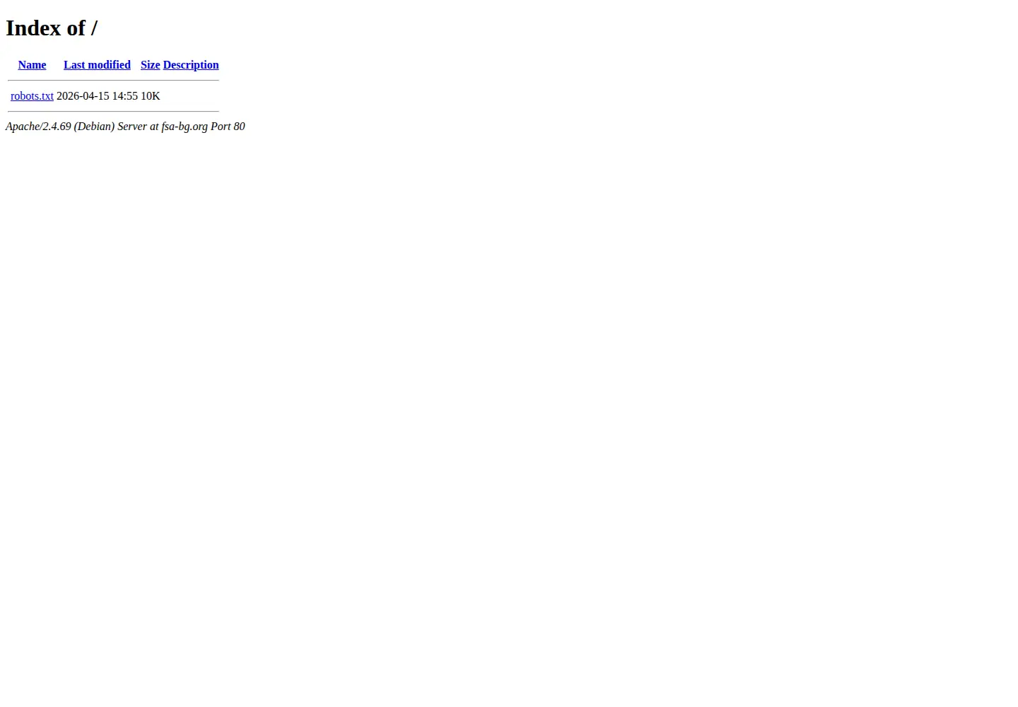 Captured homepage of fsa-bg.org in the current scan