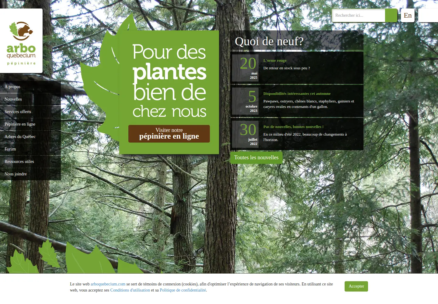 Screenshot of arboquebecium.com
