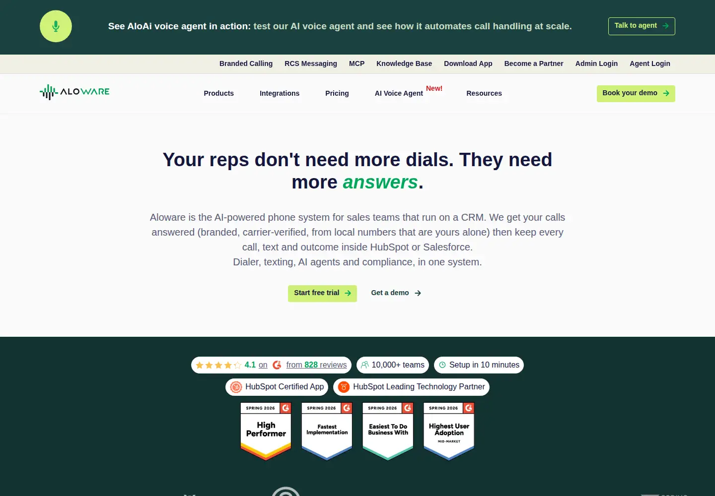 Screenshot of aloware.com