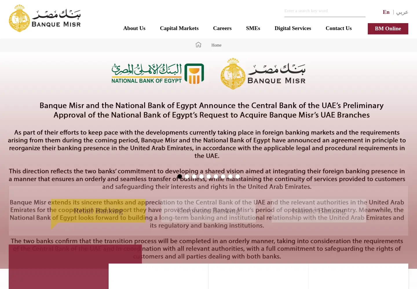 Screenshot of banquemisr.com