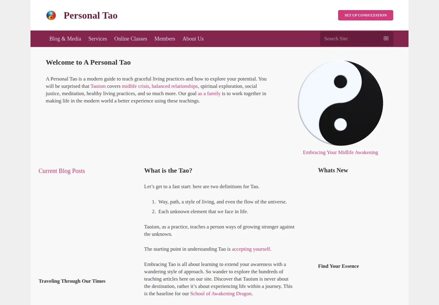 Captured homepage of personaltao.com in the current scan