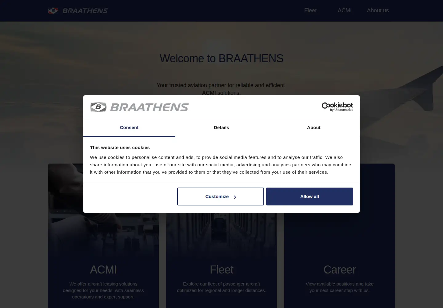 Screenshot of goldenair.se