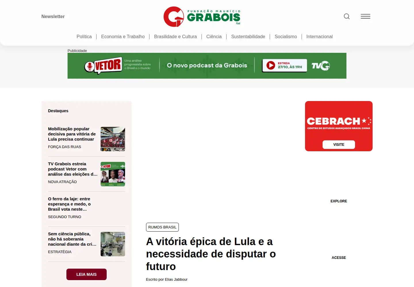 Screenshot of grabois.org.br
