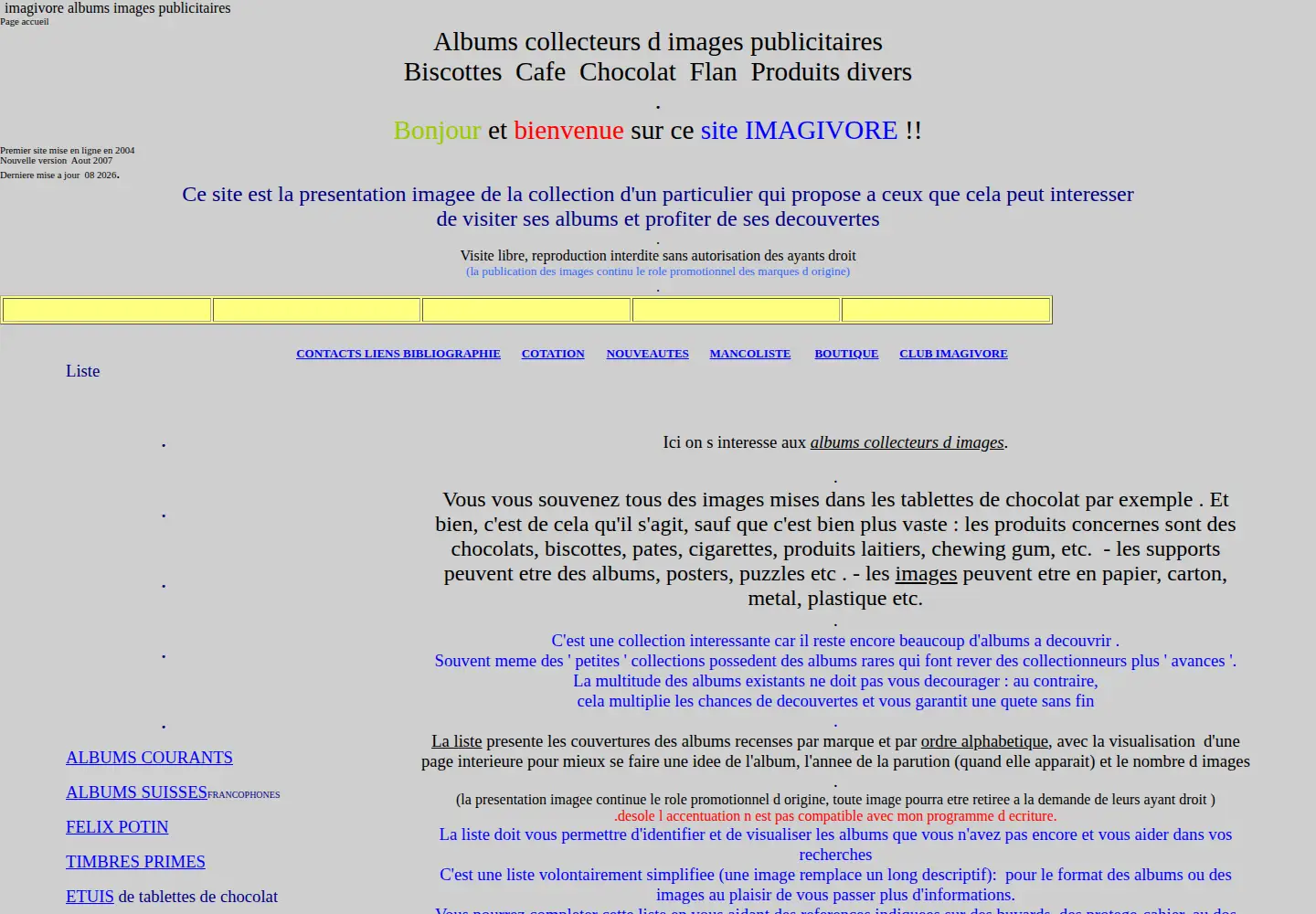 Captured homepage of imagivore.fr in the current scan