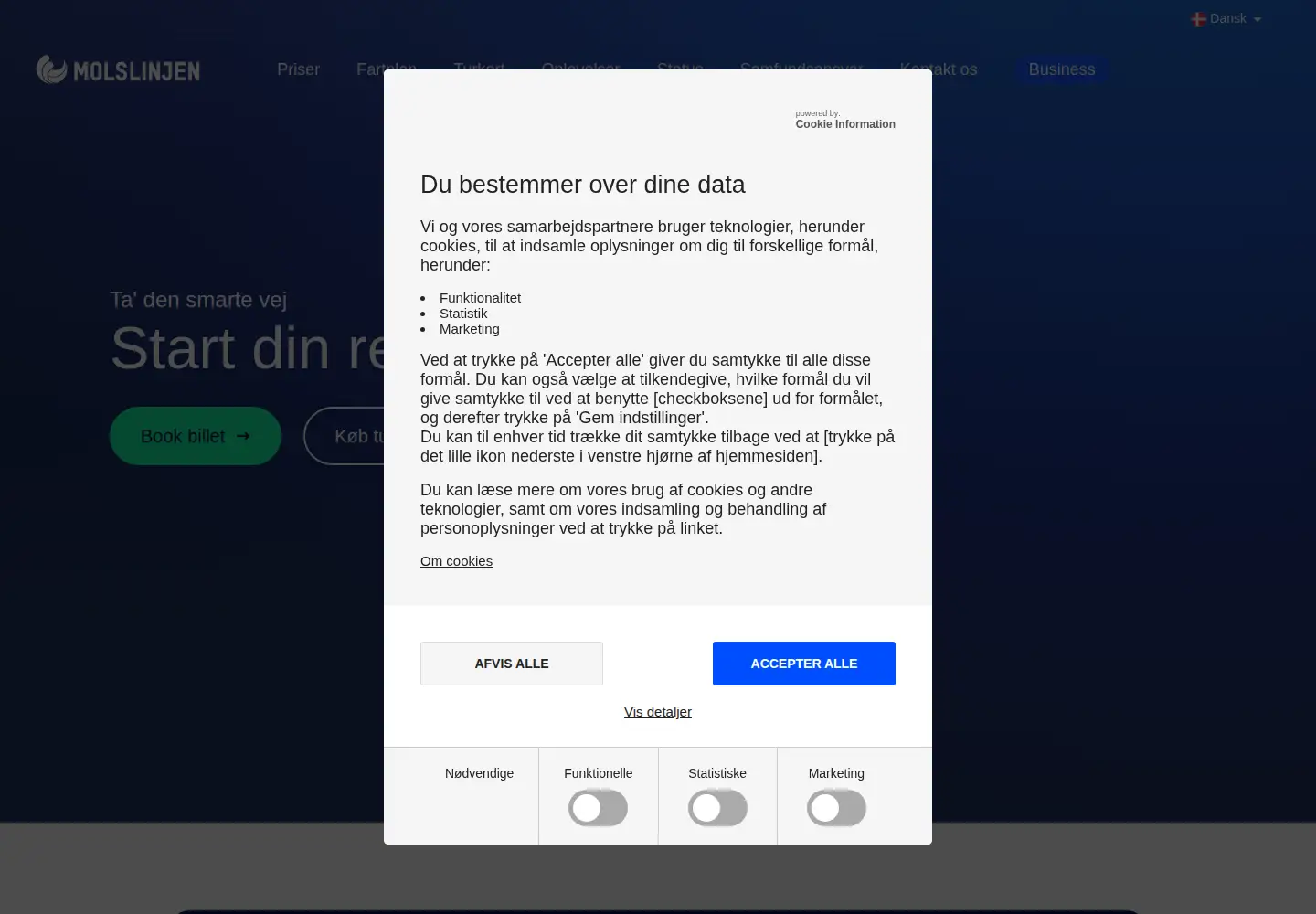 Screenshot of molslinjen.dk