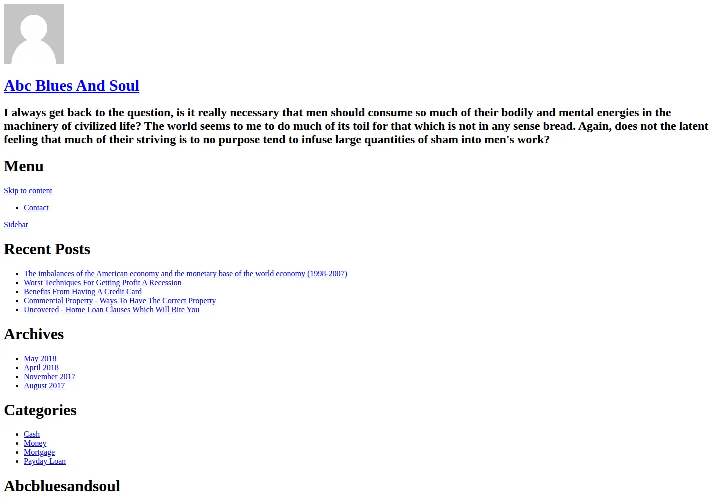 Captured homepage of abcbluesandsoul.com in the current scan