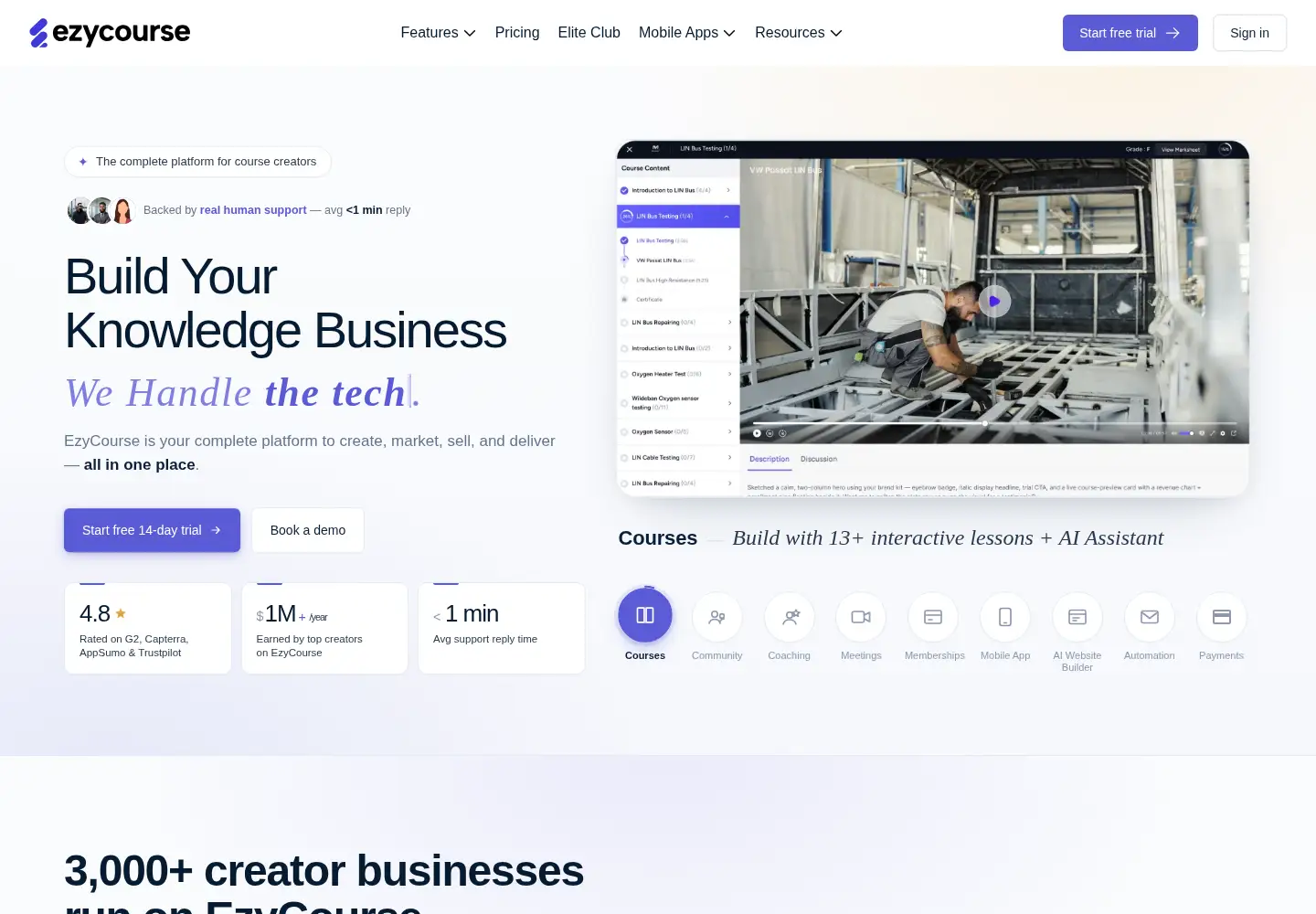 Screenshot of ezycourse.com