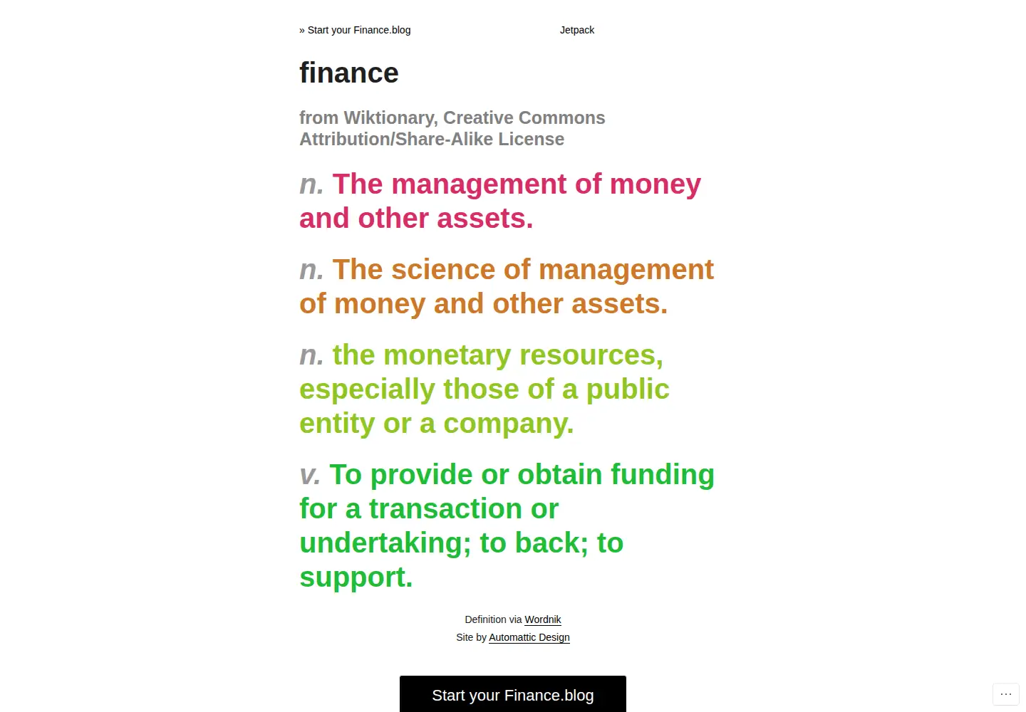 Screenshot of finance.blog