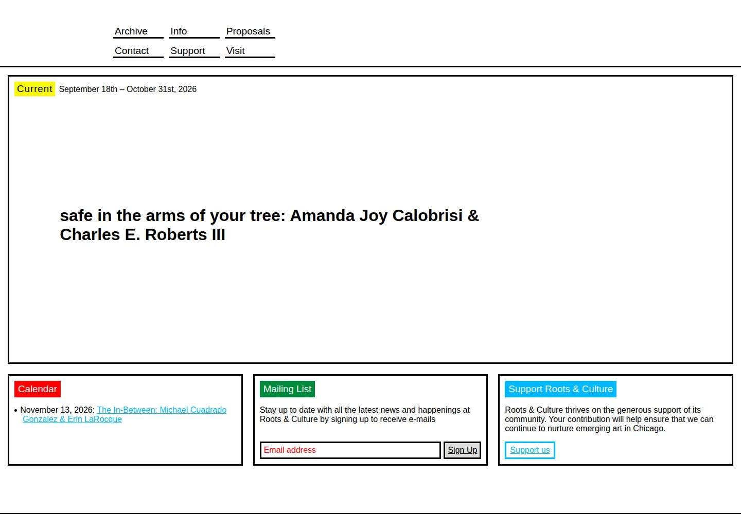 Captured homepage of rootsandculturecac.org in the current scan
