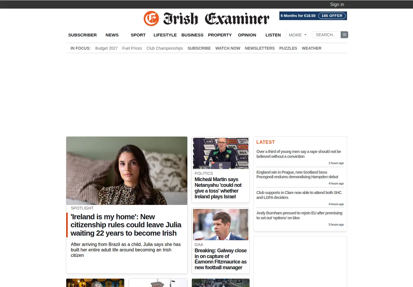 Screenshot of irishexaminer.com