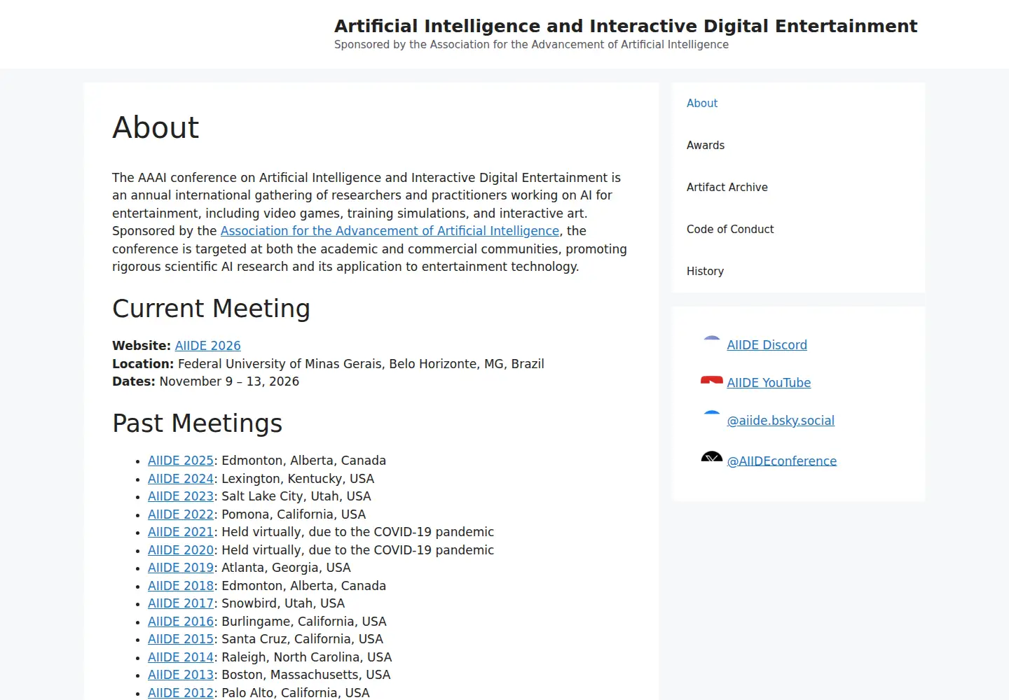 Screenshot of aiide.org