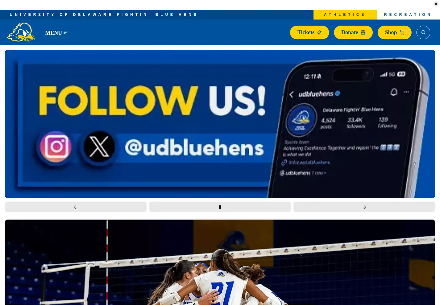 Screenshot of bluehens.com