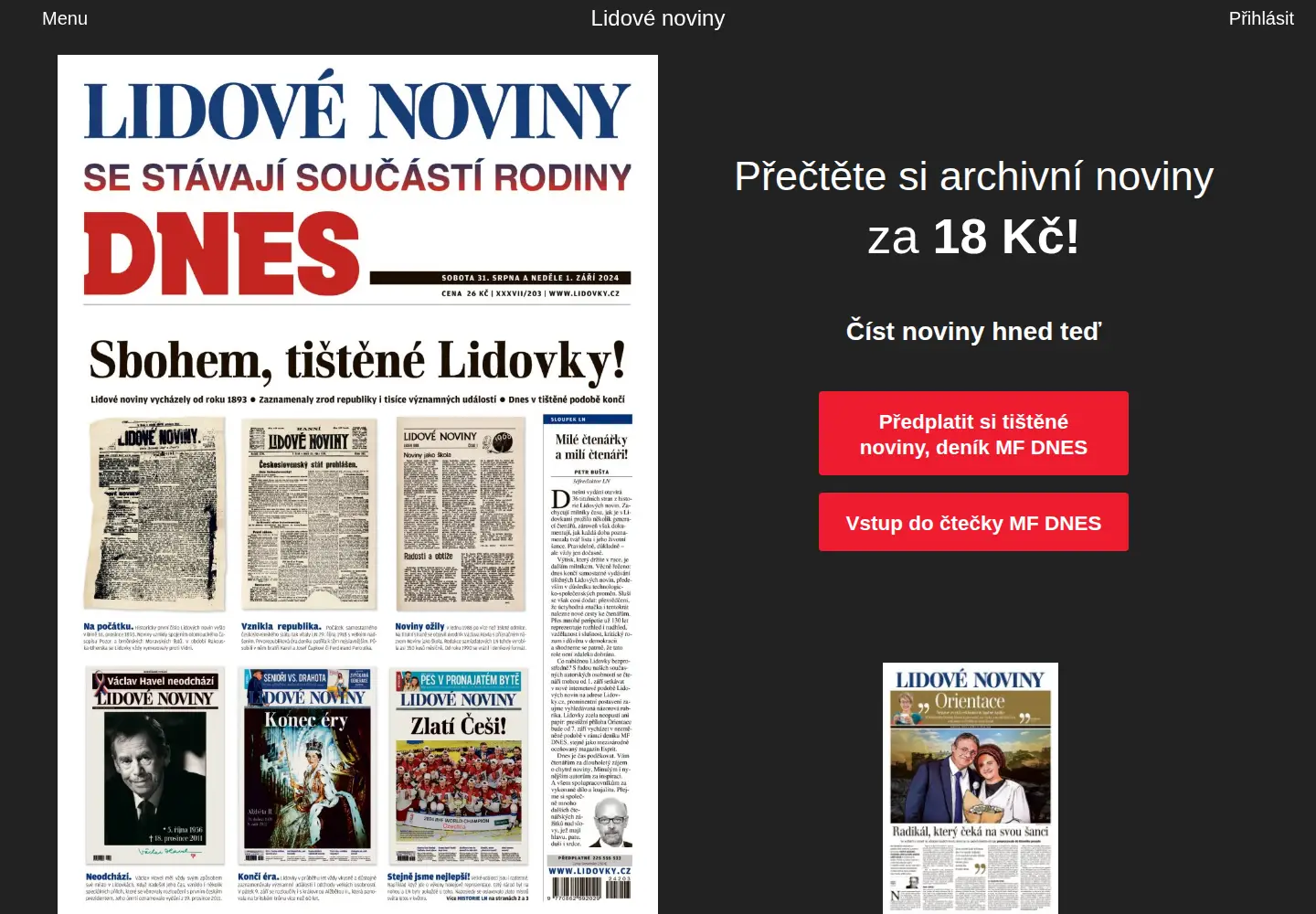 Screenshot of lidovenoviny.cz