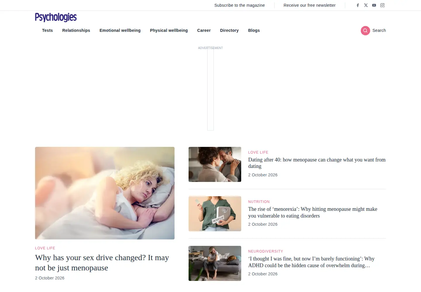Screenshot of psychologies.co.uk