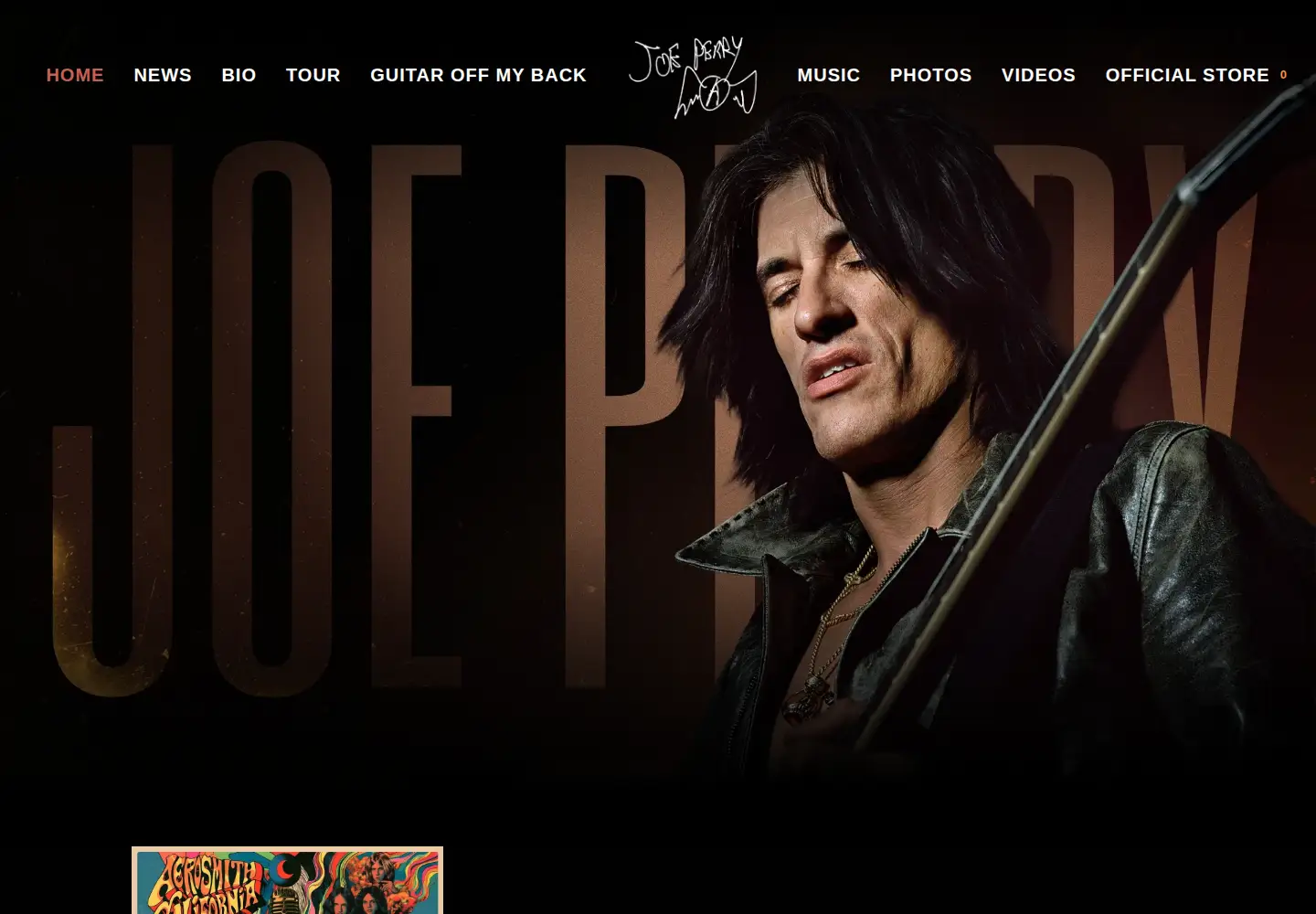 Captured homepage of joeperry.com in the current scan