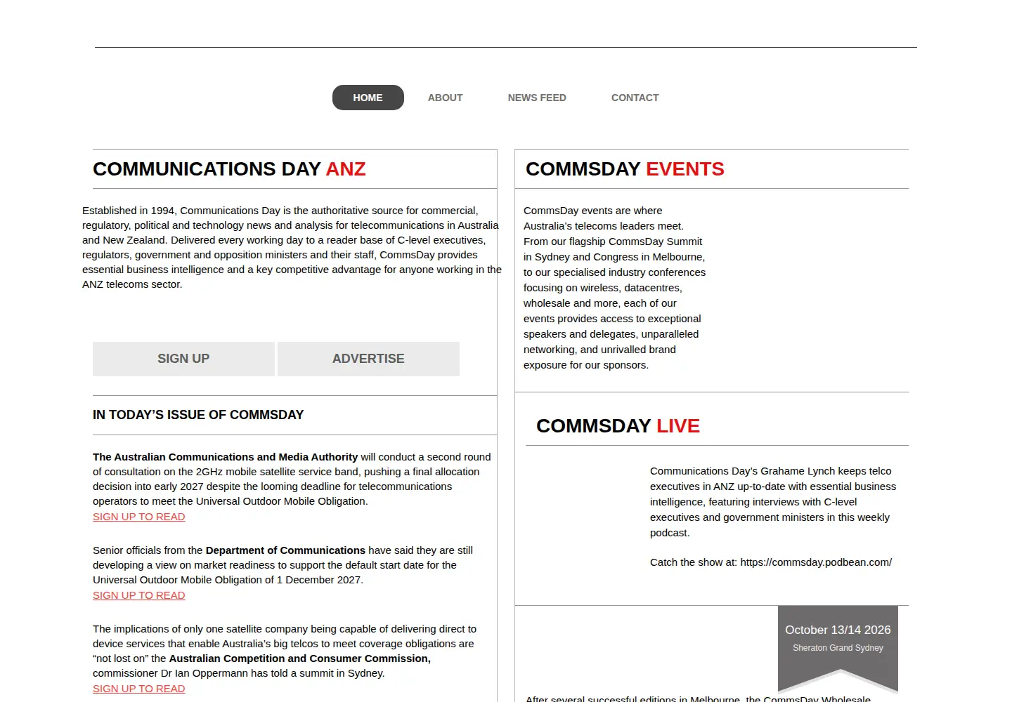 Screenshot of commsday.com