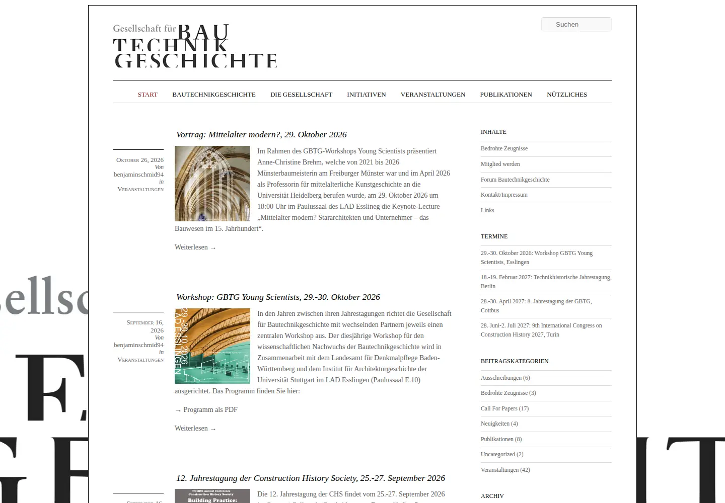 Captured homepage of bautechnikgeschichte.org in the current scan