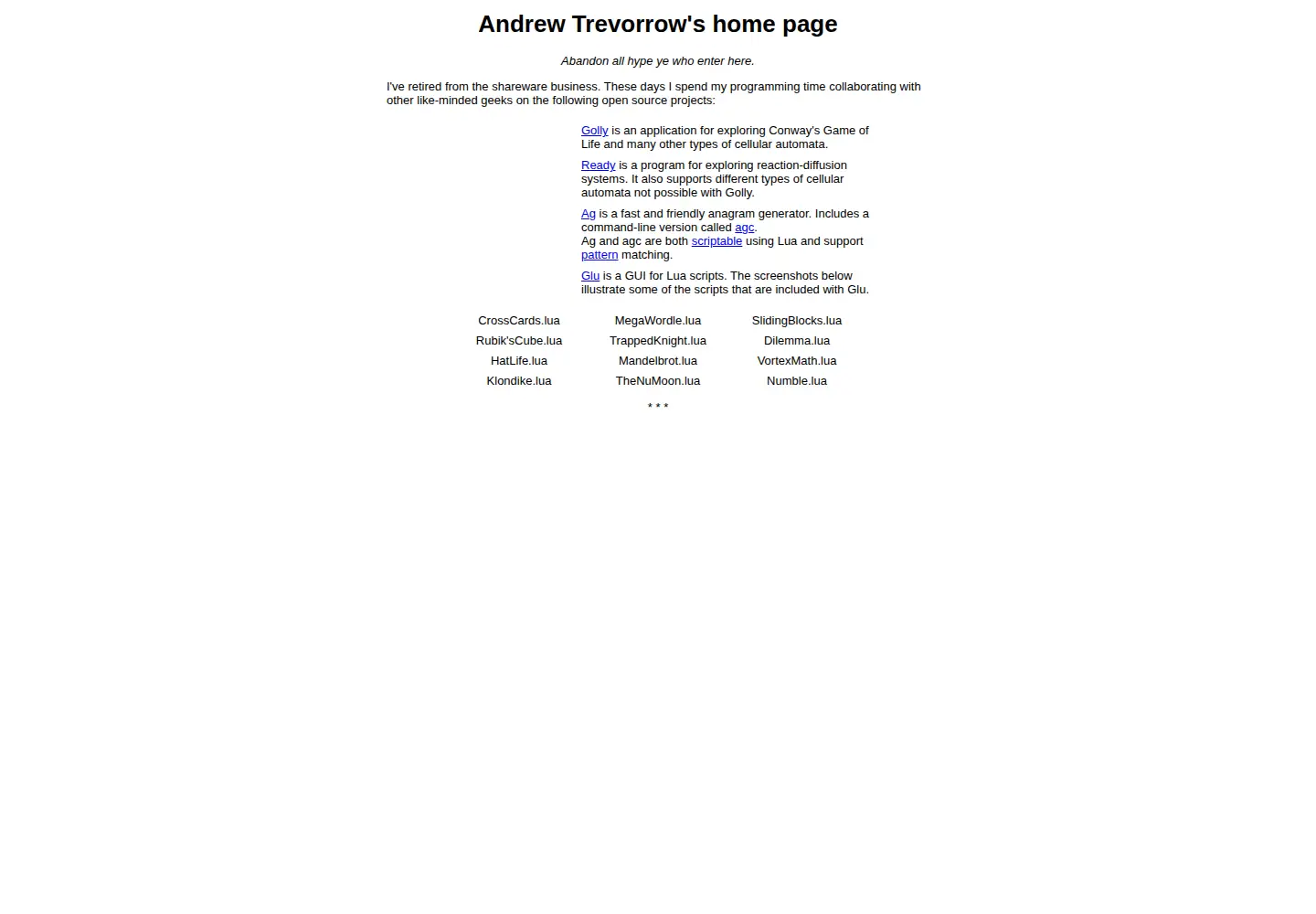 Captured homepage of trevorrow.com in the current scan